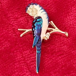 Rhinestone Parrot Macaw enamel pin brooch